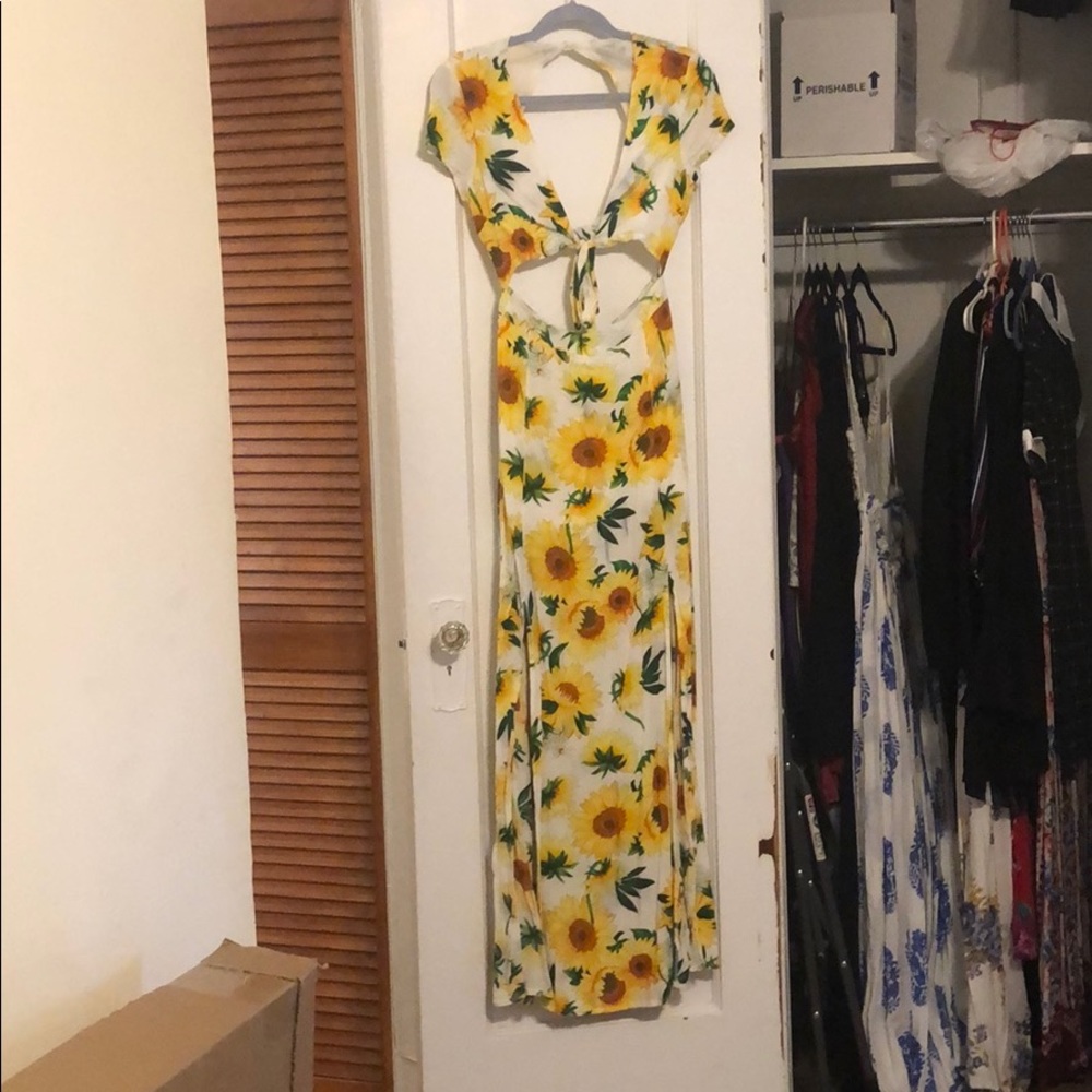 Sunflower Backless Tie Up Midi